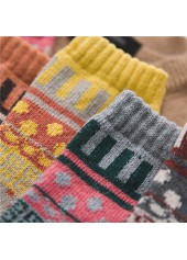 Multi Color Geometric Print Mid Calf Socks | thumb picture 