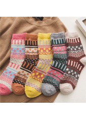 Multi Color Geometric Print Mid Calf Socks | thumb picture 