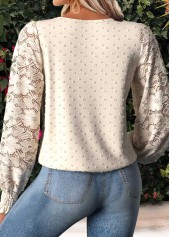 Beige Tummy Coverage Long Sleeve Round Neck Blouse | thumb picture 