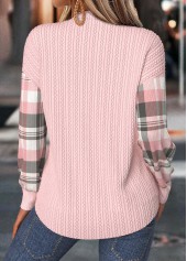 Light Pink Tummy Coverage Plaid Long Sleeve Sweatshirt | thumb picture 