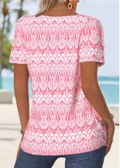 Light Pink Tummy Coverage Geometric Print T Shirt | thumb picture 