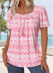 Light Pink Tummy Coverage Geometric Print T Shirt | thumb picture 