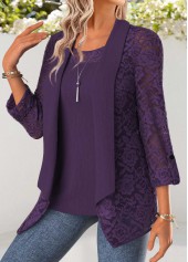 Purple Tummy Coverage 3/4 Sleeve Cardigan and Tank Top | thumb picture 