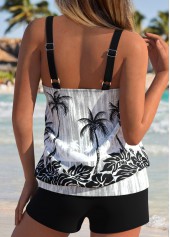 Tummy Coverage Tropical Plants Print Black Tankini Top-No Bottom | picture 2