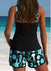 Tummy Coverage Mid Waisted Marine Life Print Tankini Set | thumb picture 