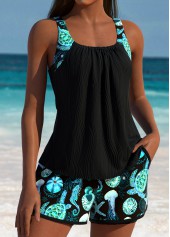 Tummy Coverage Mid Waisted Marine Life Print Tankini Set | thumb picture 