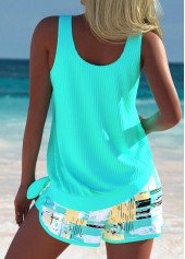 Tummy Coverage Mid Waisted Geometric Print Tankini Set | thumb picture 