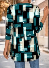 Blackish Green Tummy Coverage Geometric Print Blouse | thumb picture 