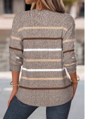 Gray Brown Tummy Coverage Multi Stripe Print Sweatshirt | thumb picture 