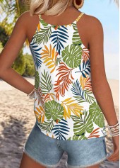 Multi Color Tummy Coverage Tropical Plants Print Camisole Top | thumb picture 