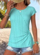 Cyan Tummy Coverage Short Sleeve Round Neck T Shirt | thumb picture 