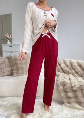 Wine Red Heart Print Lounge Top and Pants | thumb picture 