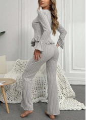 Grey Long Sleeve V Neck Lounge Top and Pants | thumb picture 