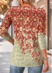 Multi Color Tummy Coverage Tribal Print T Shirt | thumb picture 