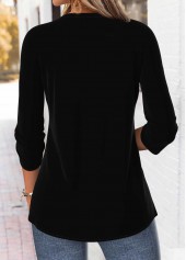 Black Tummy Coverage Ombre 3/4 Sleeve Split Neck Blouse | thumb picture 