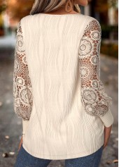 Beige Tummy Coverage Long Sleeve V Neck T Shirt | thumb picture 