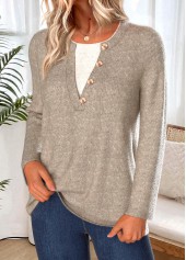 Gray Brown Tummy Coverage Long Sleeve T Shirt | thumb picture 