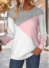 Multi Color Tummy Coverage Long Sleeve Round Neck Sweatshirt