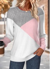 Multi Color Tummy Coverage Long Sleeve Round Neck Sweatshirt | thumb picture 