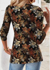Black Tummy Coverage Floral Print Long Sleeve T Shirt | thumb picture 