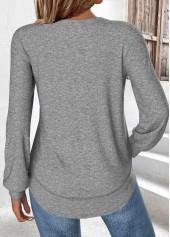 Grey Curved Hem Long Sleeve T Shirt | thumb picture 