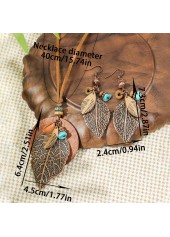 Dark Coffee Leaf Alloy Earrings and Necklace | thumb picture 
