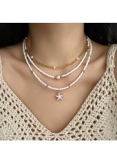 White Shell Starfish Alloy Necklace Set