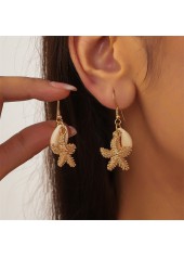 Golden Color Shell Alloy Detail Earrings