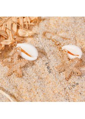 Golden Color Shell Alloy Detail Earrings | thumb picture 