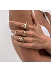 Golden Color Alloy Adjustable Open-Statement Ring