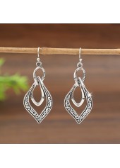 Silver Color geometric Alloy Detail Earrings