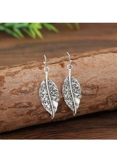 Silver Color Leaf Alloy Detail Earrings | thumb picture 