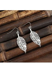 Silver Color Leaf Alloy Detail Earrings | thumb picture 