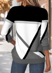 Multi Color Tummy Coverage Geometric Print Long Sleeve Sweatshirt | thumb picture 