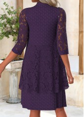 Purple Tummy Coverage Long Sleeve Dress and Cardigan | thumb picture 