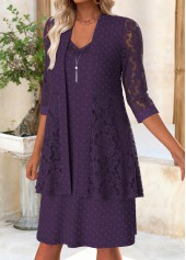 Purple Tummy Coverage Long Sleeve Dress and Cardigan | thumb picture 