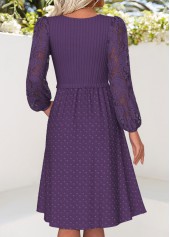 Purple Tummy Coverage Long Sleeve Square Neck Dress | thumb picture 
