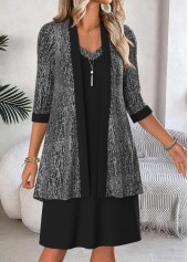 Black Tummy Coverage 3/4 Sleeve Dress and Cardigan | thumb picture 