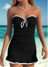 Tummy Coverage Mid Waisted Black Tankini Set