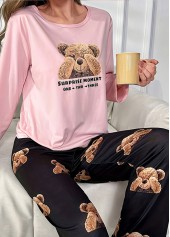 Pink Animal Print Long Sleeve Lounge Top and Pants