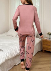 Dusty Pink Letter Print Lounge Top and Pants | thumb picture 