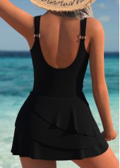 Tummy Coverage Dazzle Colorful Print Black One Piece Swimdress | thumb picture 