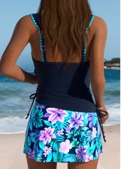 Tummy Coverage Mid Waisted Tropical Plants Print Tankini Set | thumb picture 
