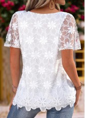 White Frill Short Sleeve Square Neck Blouse | thumb picture 