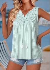 Mint Green Tummy Coverage Striped Sleeveless Tank Top | thumb picture 