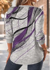 Purple Tummy Coverage Geometric Print Long Sleeve Sweatshirt | thumb picture 