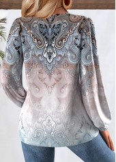 Multi Color Tummy Coverage Tribal Print Long Sleeve Blouse | thumb picture 