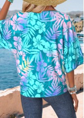 Cyan Tummy Coverage Floral Print Short Sleeve T Shirt | thumb picture 