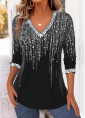 Black Tummy Coverage Ombre Long Sleeve T Shirt