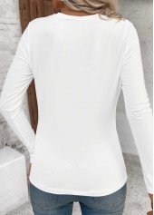 White Tuck Stitch Long Sleeve Round Neck T Shirt | thumb picture 